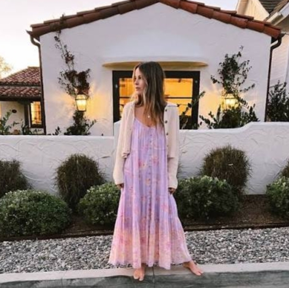 SPELL & THE GYPSY COLLECTIVE Lei Lei Maxi Lilac Floral Strappy Dress Sz Small